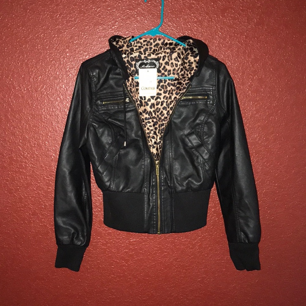 Black leather jacket
